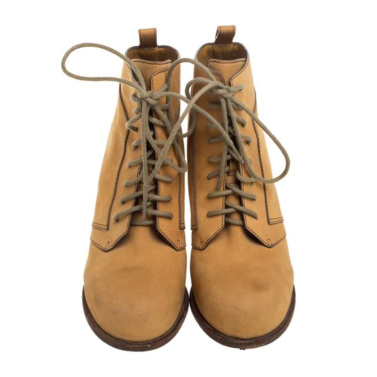 Pre Owned Alexander Wang Tan Nubuck Dakota Lace Up Ankle Boots Size 38