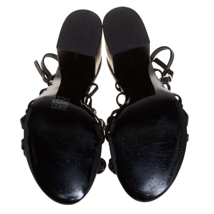 Pre Owned Alexander Wang Black Leather Dome Studded Nadia Sandals Size 41