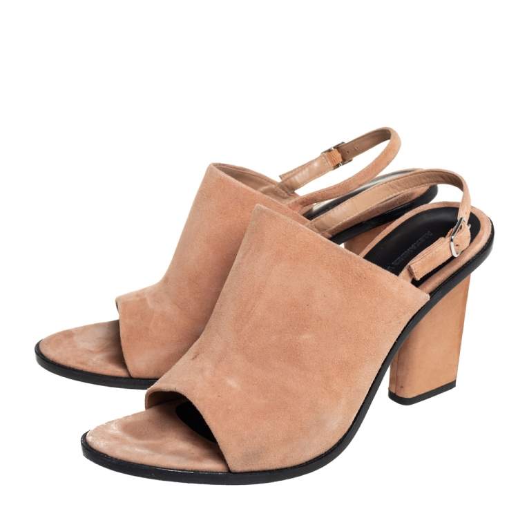 مملوكة مسبقًا  Alexander Wang Beige Suede Cole Slingback Sandals Size 40.5