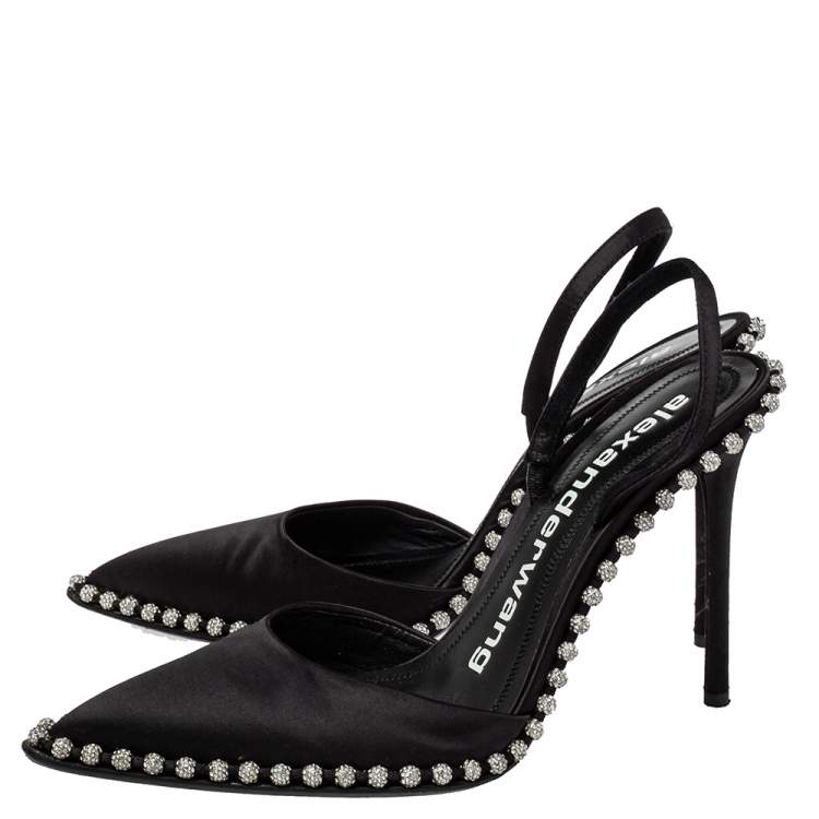 Pre Owned Alexander Wang Black Satin Rina Sandals Size 38