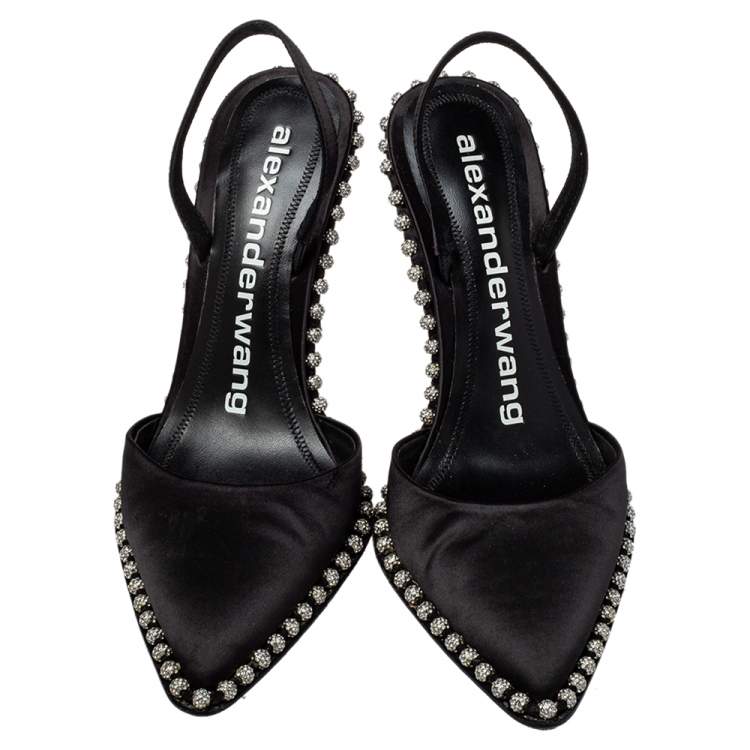 Pre Owned Alexander Wang Black Satin Rina Sandals Size 38