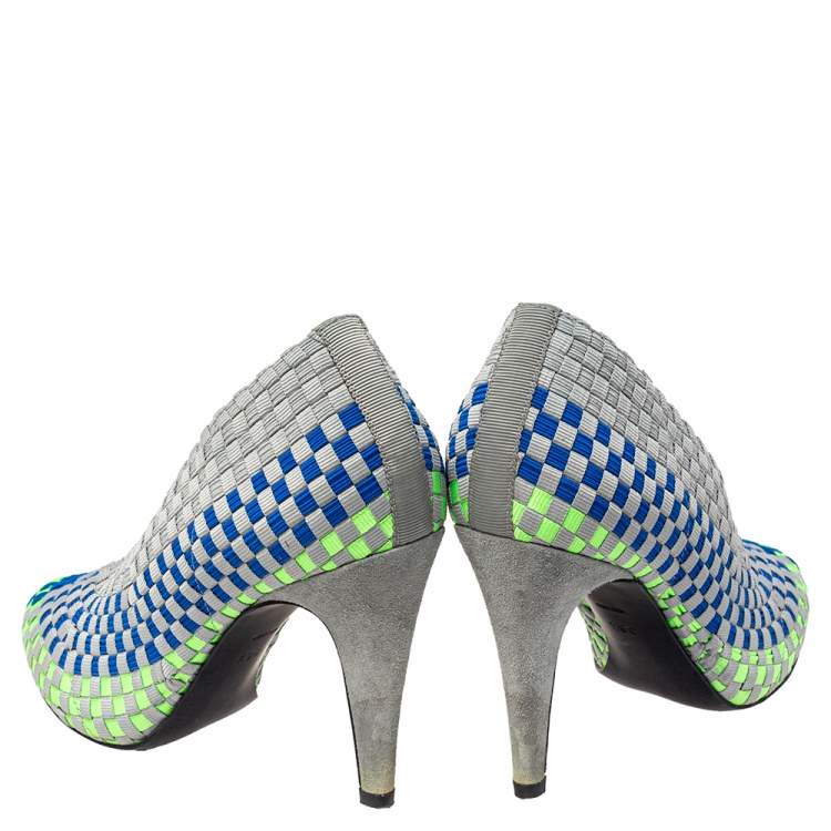 Pre Owned Alexander Wang Multicolor Woven Fabric Carla Pumps Size 36.5