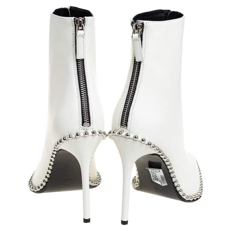 Pre Owned Alexander Wang  Off White Leather Ankle Boots Size 41