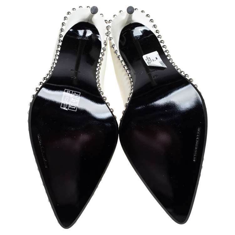 Pre Owned Alexander Wang  Off White Leather Ankle Boots Size 41
