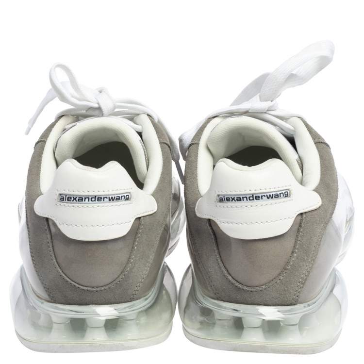 Pre Owned Alexander Wang Grey/White PVC, Suede And Leather Stadium Low Top Sneakers Size 38.5
