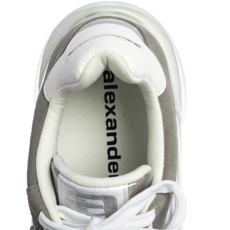 Pre Owned Alexander Wang Grey/White PVC, Suede And Leather Stadium Low Top Sneakers Size 38.5
