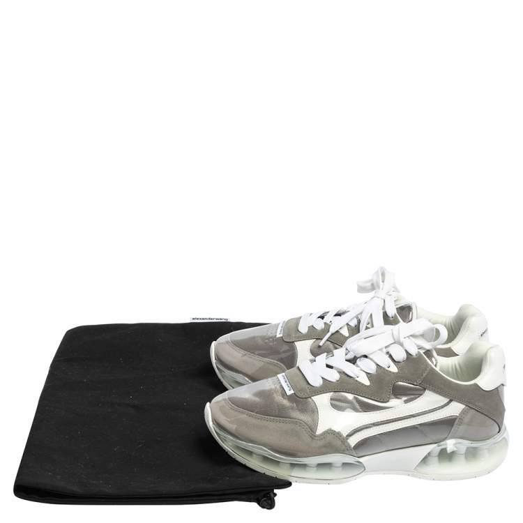 Pre Owned Alexander Wang Grey/White PVC, Suede And Leather Stadium Low Top Sneakers Size 38.5