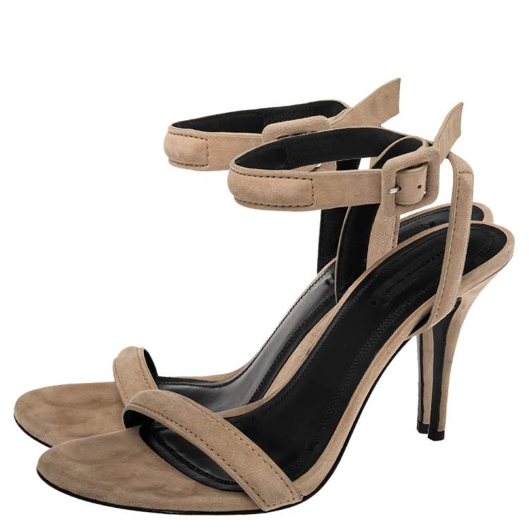 Pre Owned Alexander Wang Beige Suede Antonia Ankle Wrap Sandals Size 39