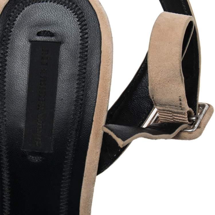 Pre Owned Alexander Wang Beige Suede Antonia Ankle Wrap Sandals Size 39