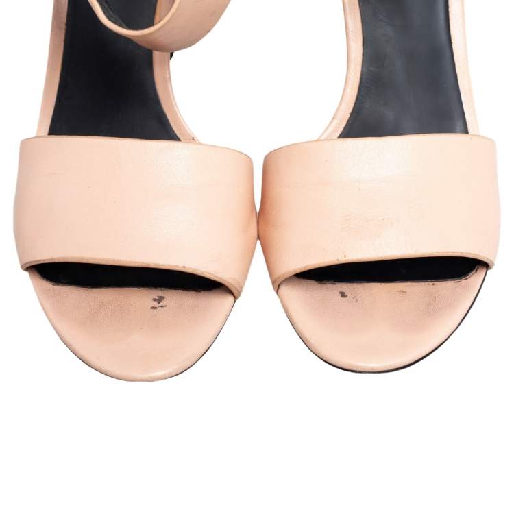 Pre Owned Alexander Wang Beige Leather Button Detail Ankle Cuff Sandals Size 40
