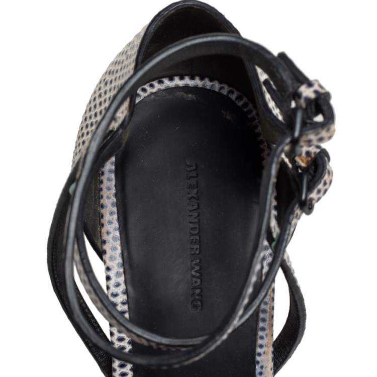 Pre Owned Alexander Wang Black/White Lizard Embossed Leather D'Orsay Pumps Size 40