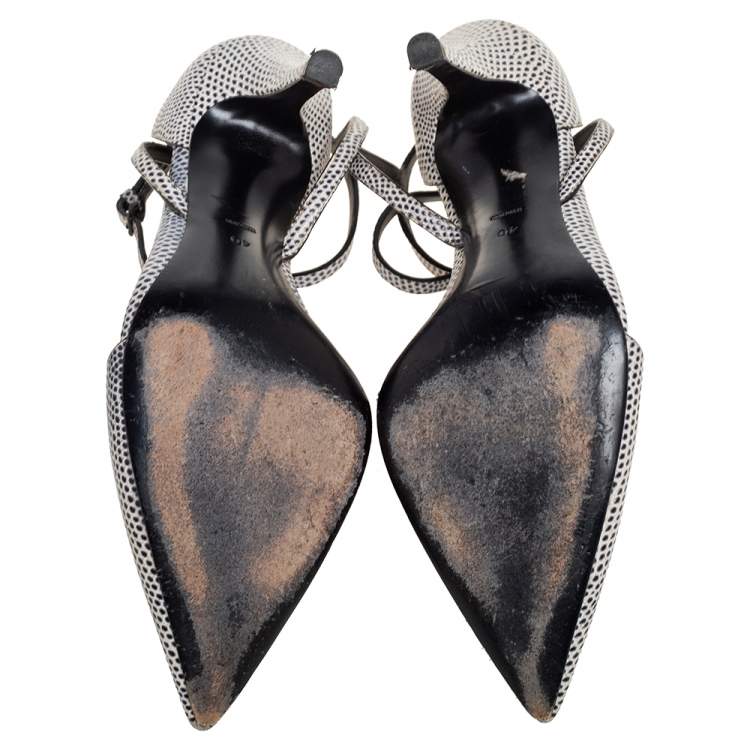 Pre Owned Alexander Wang Black/White Lizard Embossed Leather D'Orsay Pumps Size 40