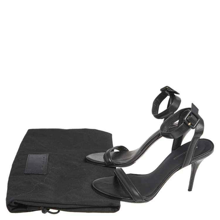 Pre Owned Alexander Wang Black Leather Antonia Ankle Wrap Sandals Size 37
