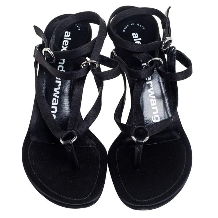 Pre Owned Alexander Wang Black Fabric Harness Strappy Sandals Size 39