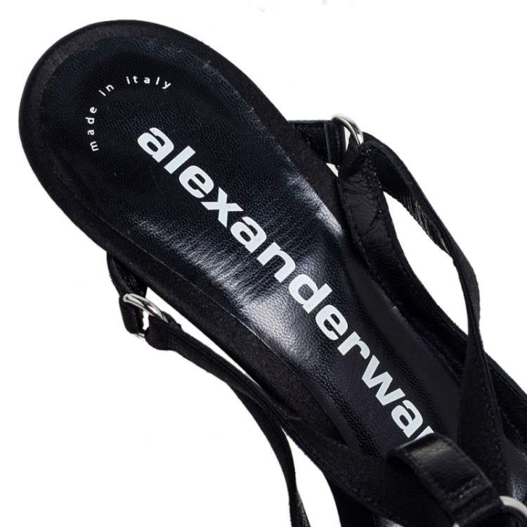 Pre Owned Alexander Wang Black Fabric Harness Strappy Sandals Size 39