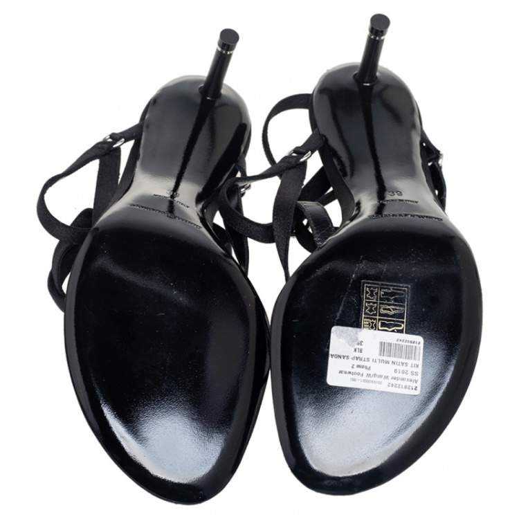 Pre Owned Alexander Wang Black Fabric Harness Strappy Sandals Size 39