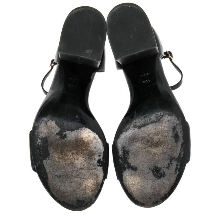 مملوكة مسبقًا Alexander Wang Black Leather Block Heel Abby Sandals Size 40.5