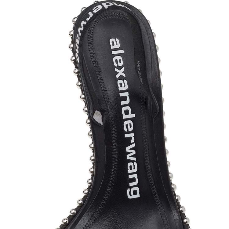 مملوكة مسبقًا Alexander Wang Black PVC Studded Slingback Nova Sandals Size 38.5