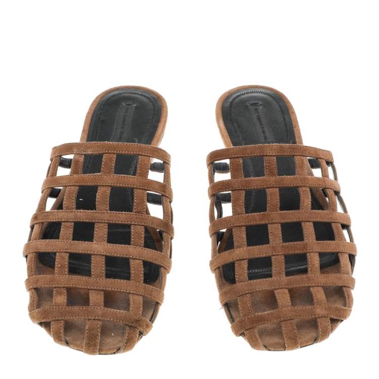 Pre Owned Alexander Wang Brown Suede Alison Flat Mules Size 39