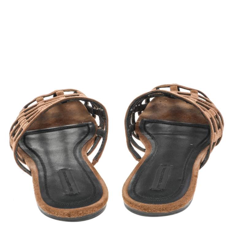 Pre Owned Alexander Wang Brown Suede Alison Flat Mules Size 39