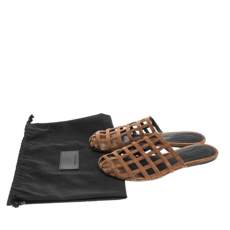 Pre Owned Alexander Wang Brown Suede Alison Flat Mules Size 39
