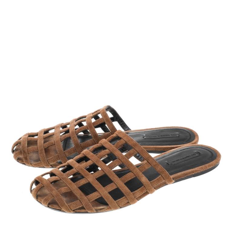 Pre Owned Alexander Wang Brown Suede Alison Flat Mules Size 39