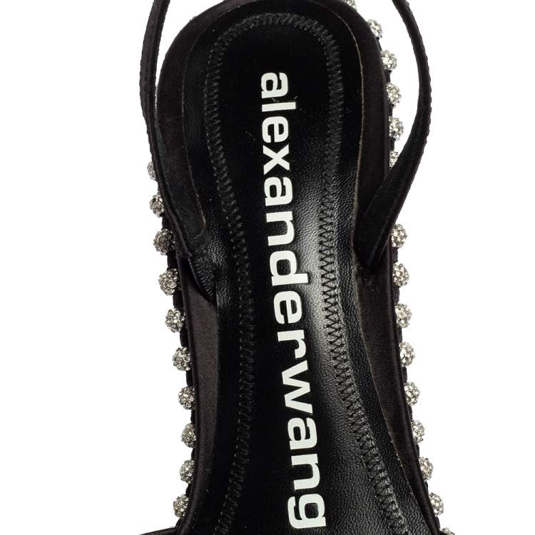 Pre Owned Alexander Wang Black Satin Rina Pointed-Toe Sandals Size 38