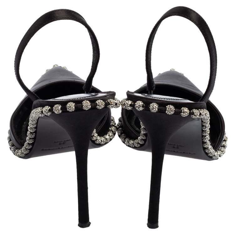 Pre Owned Alexander Wang Black Satin Rina Pointed-Toe Sandals Size 38