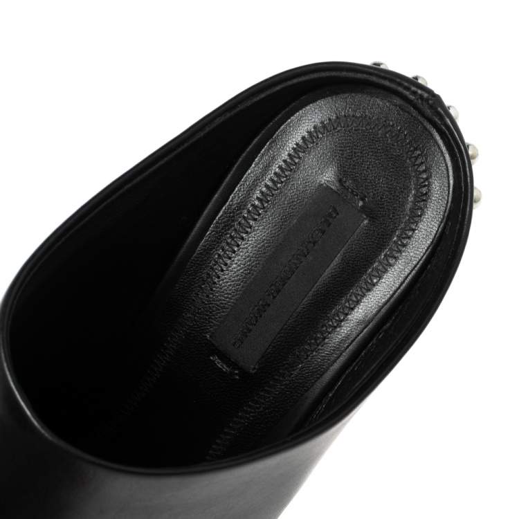 Pre Owned Alexander Wang Black Leather Eri Studded Mules Size 37