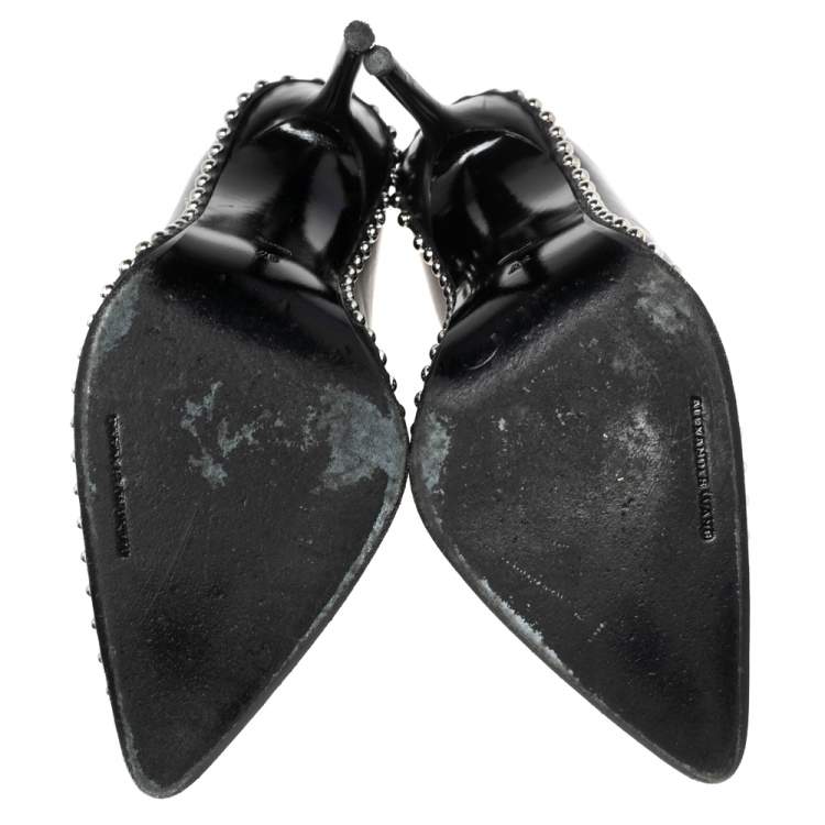 Pre Owned Alexander Wang Black Leather Eri Studded Mules Size 37