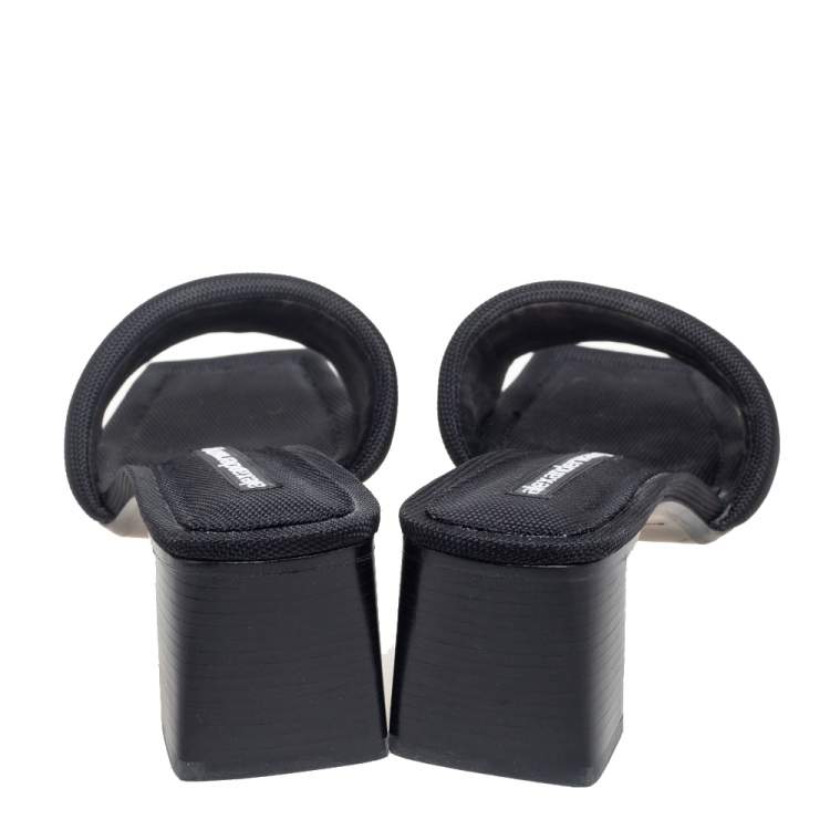 مملوكة مسبقًا Alexander Wang Black Woven Fabric Anya Logo Slide Sandals Size 41