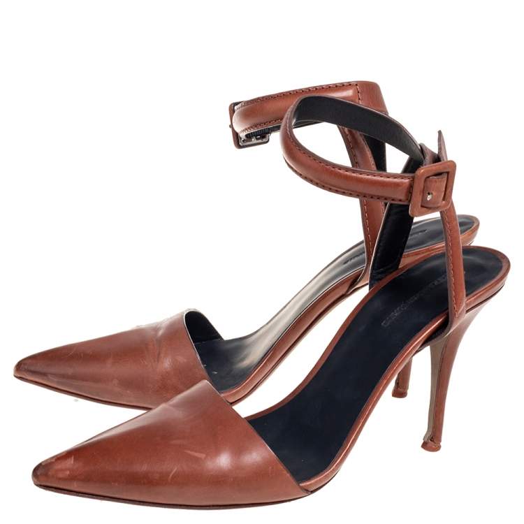 Pre Owned Alexander Wang Brown Leather Lovisa Pointed-Toe Pumps Size 38