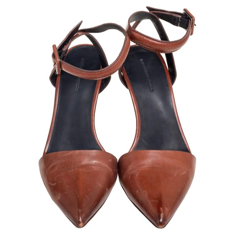 Pre Owned Alexander Wang Brown Leather Lovisa Pointed-Toe Pumps Size 38