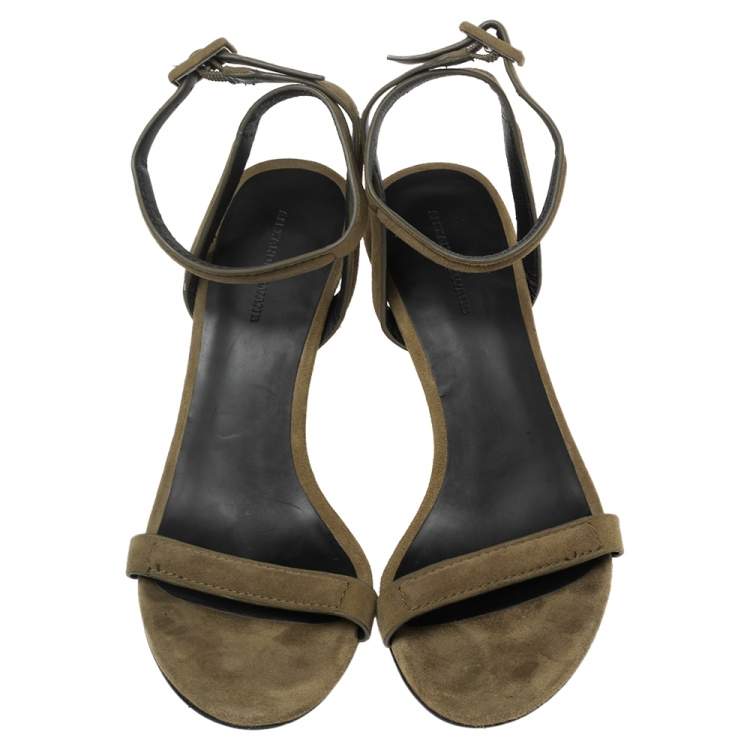 Pre Owned Alexander Wang Olive Green Suede Antonia Ankle-Strap Sandals Size 38