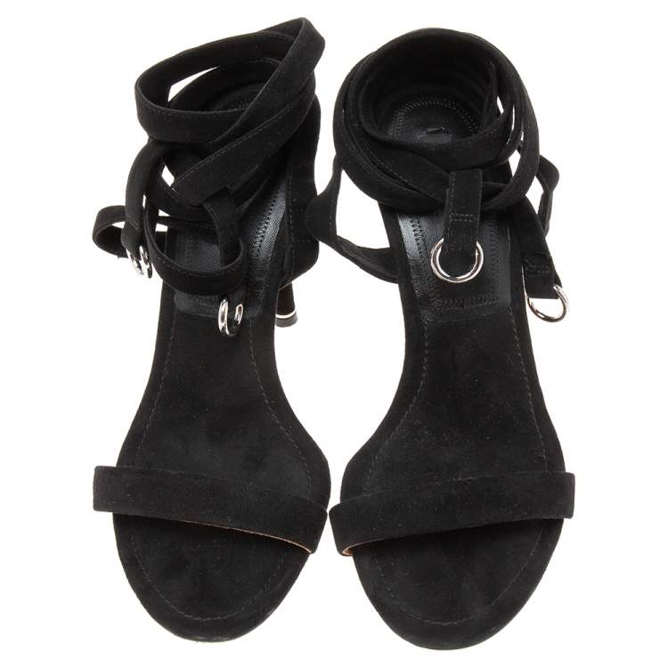 مملوكة مسبقًا Alexander Wang Black Suede  Ankle Wrap Sandals Size 38
