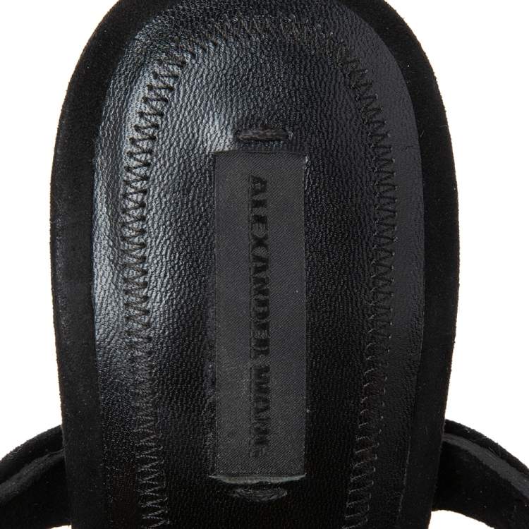 مملوكة مسبقًا Alexander Wang Black Suede  Ankle Wrap Sandals Size 38
