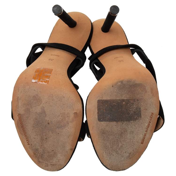 مملوكة مسبقًا Alexander Wang Black Suede  Ankle Wrap Sandals Size 38
