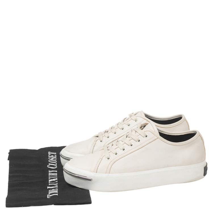 Pre Owned Alexander Wang White Leather Lace Up Sneakers Size 37