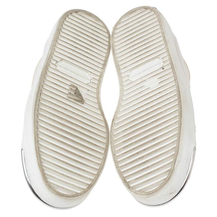 Pre Owned Alexander Wang White Leather Lace Up Sneakers Size 37