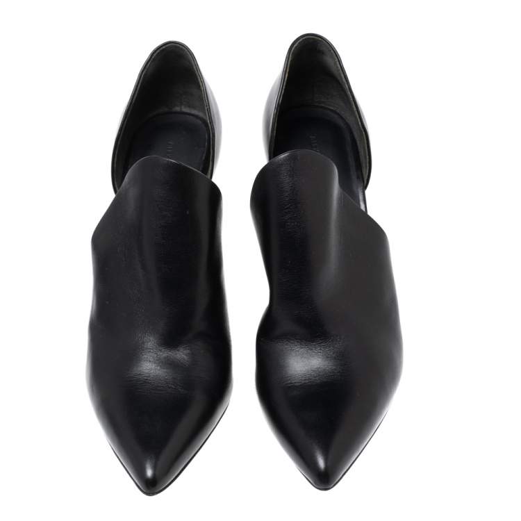 Pre Owned Alexander Wang Black Leather Cutout Pointed Toe Booties Size 41