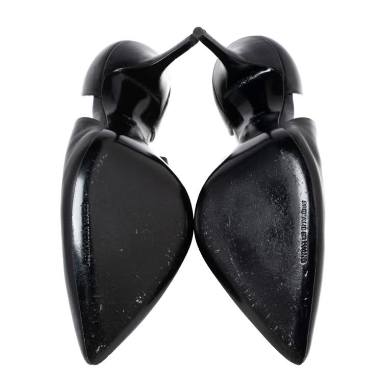 Pre Owned Alexander Wang Black Leather Cutout Pointed Toe Booties Size 41