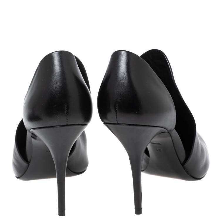 Pre Owned Alexander Wang Black Leather Cutout Pointed Toe Booties Size 41