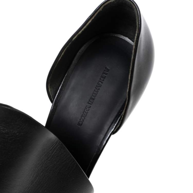 Pre Owned Alexander Wang Black Leather Cutout Pointed Toe Booties Size 41