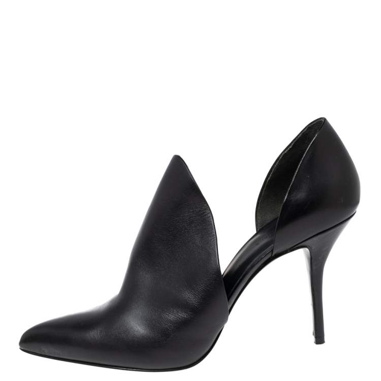 Pre Owned Alexander Wang Black Leather Cutout Pointed Toe Booties Size 41