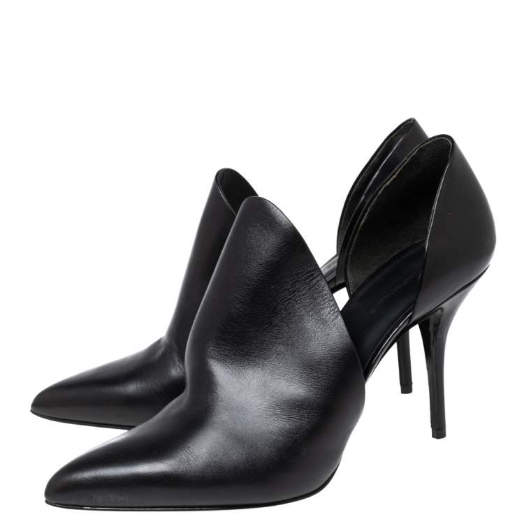 Pre Owned Alexander Wang Black Leather Cutout Pointed Toe Booties Size 41