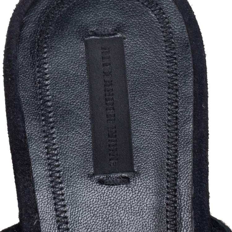 Pre Owned Alexander Wang Black Leather Amelia Studded Flat Slides Size 38