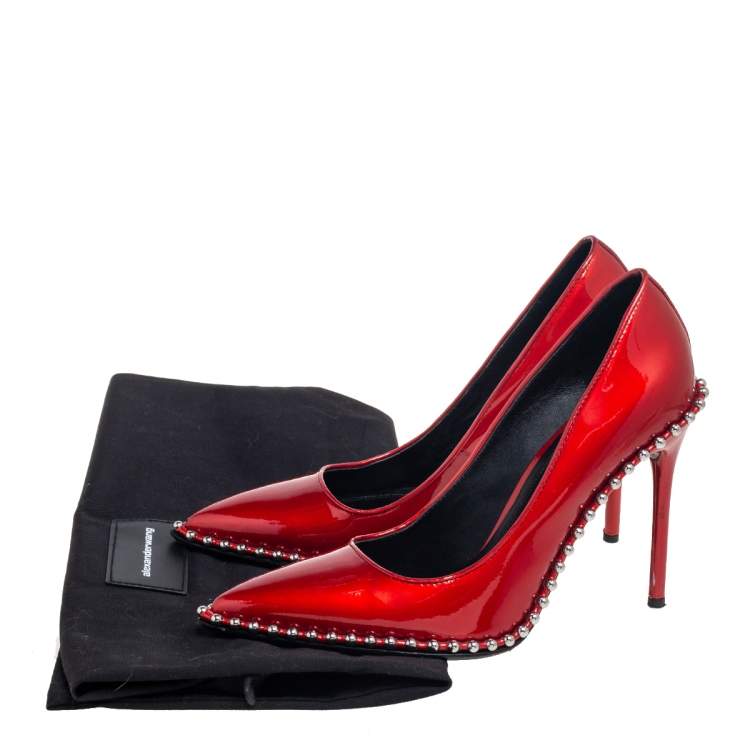 Pre Owned Alexander Wang Red Patent Rie  Pointed Toe Pumps Size 38