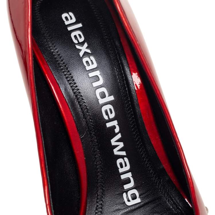 Pre Owned Alexander Wang Red Patent Rie  Pointed Toe Pumps Size 38