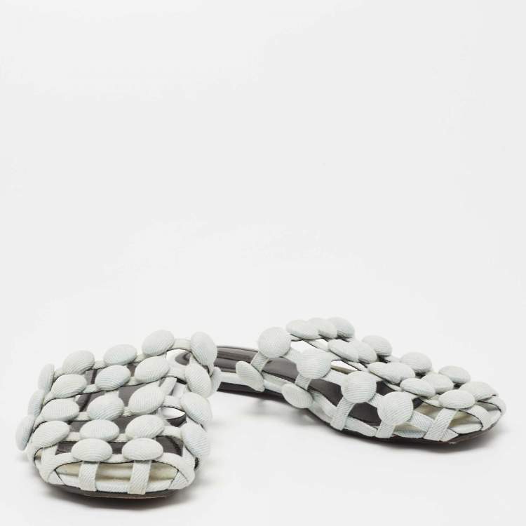 Pre Owned Alexander Wang Light Blue Denim Amelia Flat Slides Size 39