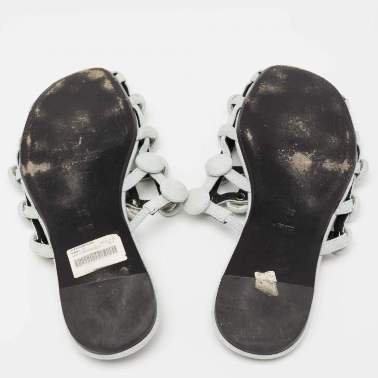 Pre Owned Alexander Wang Light Blue Denim Amelia Flat Slides Size 39